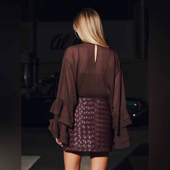 NWT - Faux Leather Woven Mini Skirt - Picture 3 of 6